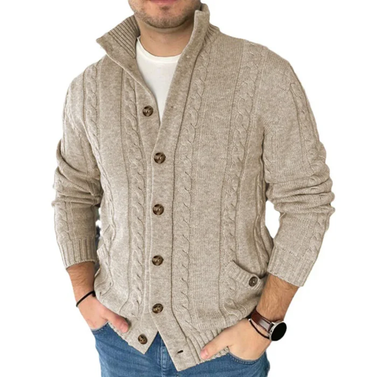 Men's lapel jacquard cardigan coat